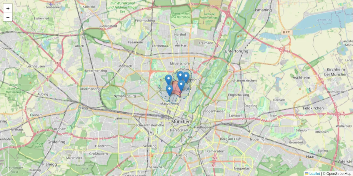 Karte des Postleitzahlen Bereichs  und der umliegenden Postleitzahlen in Deutschland