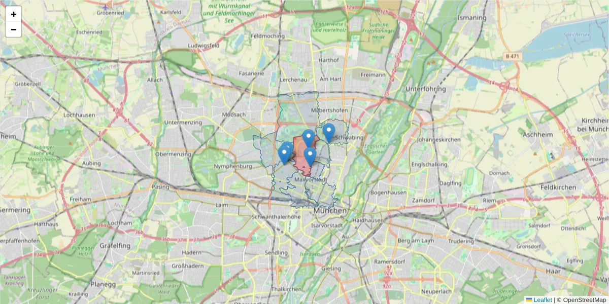 Karte des Postleitzahlen Bereichs  und der umliegenden Postleitzahlen in Deutschland