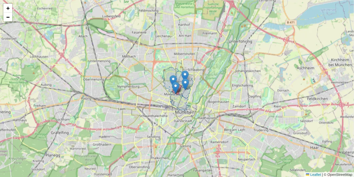 Karte des Postleitzahlen Bereichs  und der umliegenden Postleitzahlen in Deutschland
