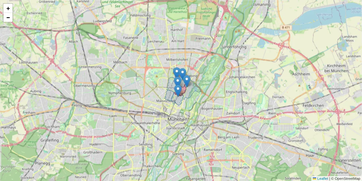 Karte des Postleitzahlen Bereichs  und der umliegenden Postleitzahlen in Deutschland