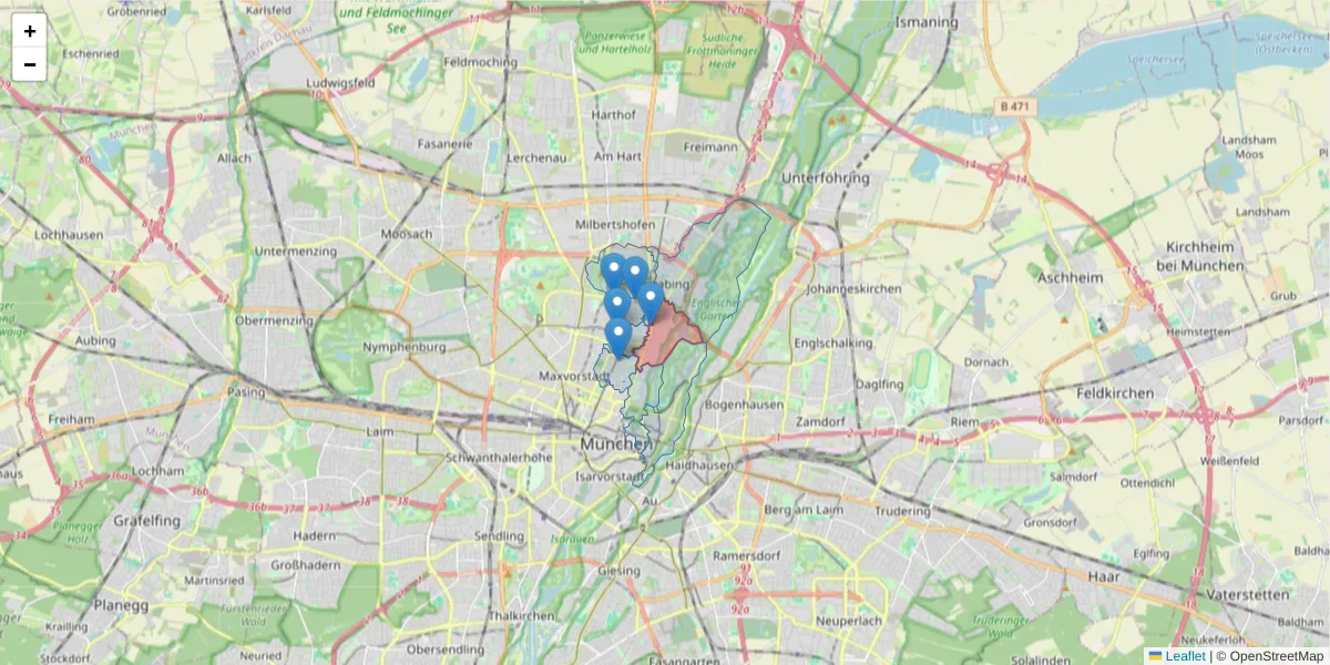 Karte des Postleitzahlen Bereichs  und der umliegenden Postleitzahlen in Deutschland