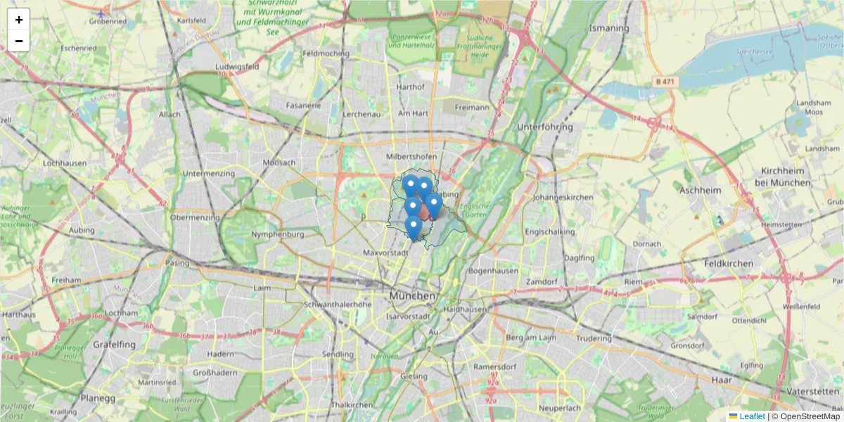 Karte des Postleitzahlen Bereichs  und der umliegenden Postleitzahlen in Deutschland