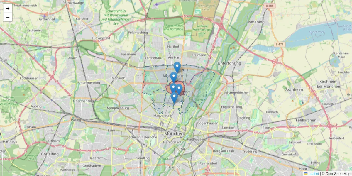 Karte des Postleitzahlen Bereichs  und der umliegenden Postleitzahlen in Deutschland