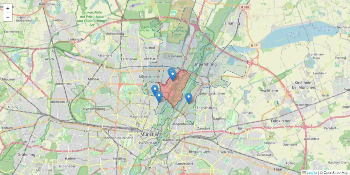 Karte des Postleitzahlen Bereichs  und der umliegenden Postleitzahlen in Deutschland