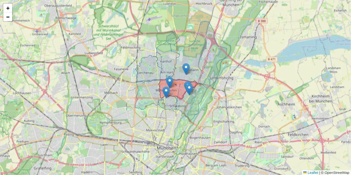 Karte des Postleitzahlen Bereichs  und der umliegenden Postleitzahlen in Deutschland