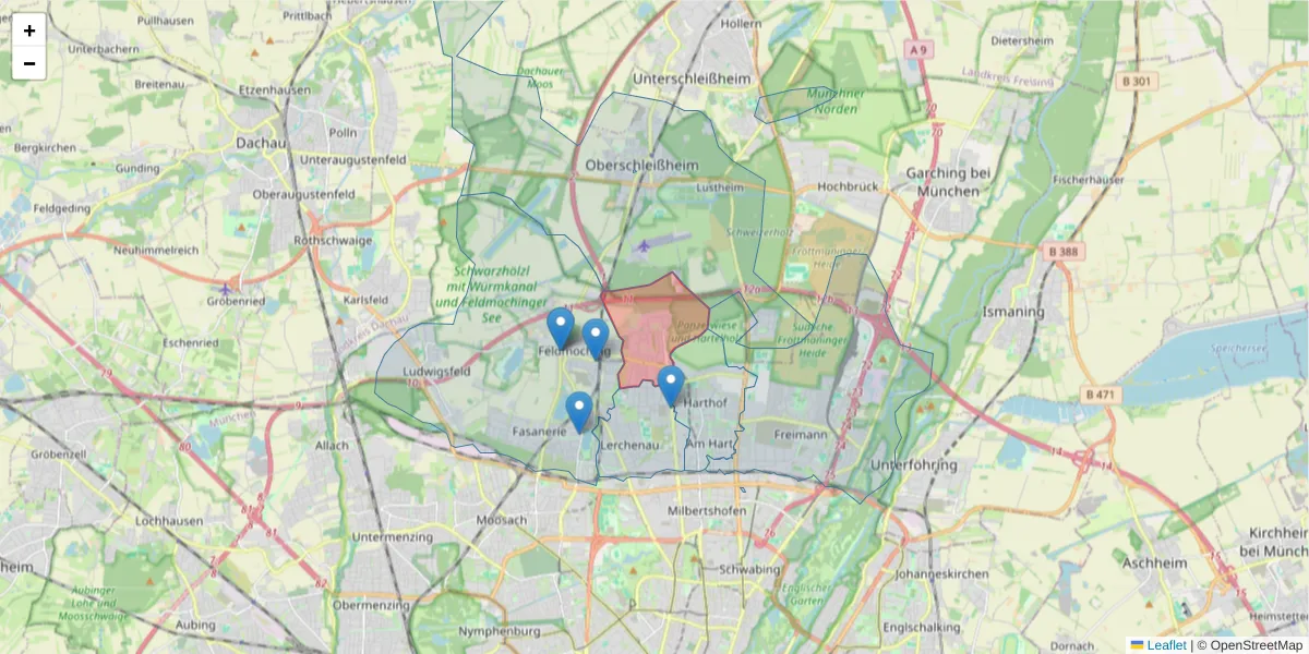 Karte des Postleitzahlen Bereichs  und der umliegenden Postleitzahlen in Deutschland