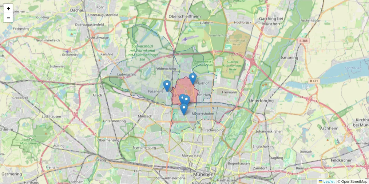 Karte des Postleitzahlen Bereichs  und der umliegenden Postleitzahlen in Deutschland