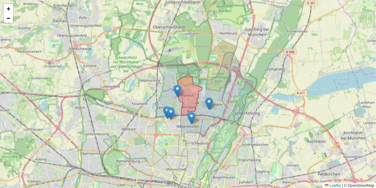 Karte des Postleitzahlen Bereichs  und der umliegenden Postleitzahlen in Deutschland