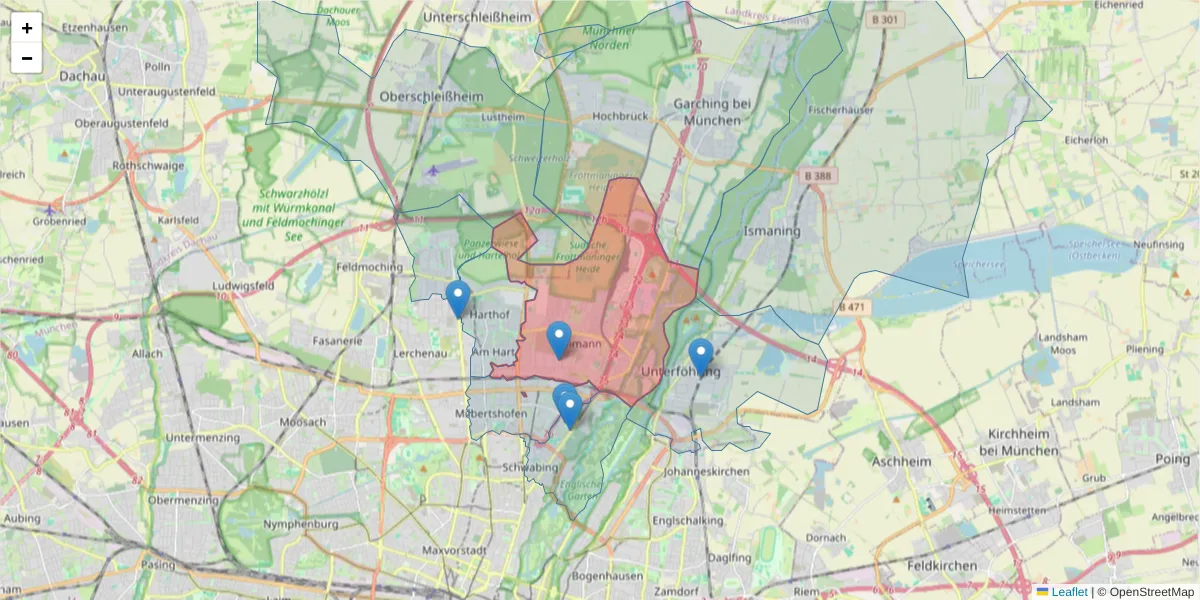 Karte des Postleitzahlen Bereichs  und der umliegenden Postleitzahlen in Deutschland