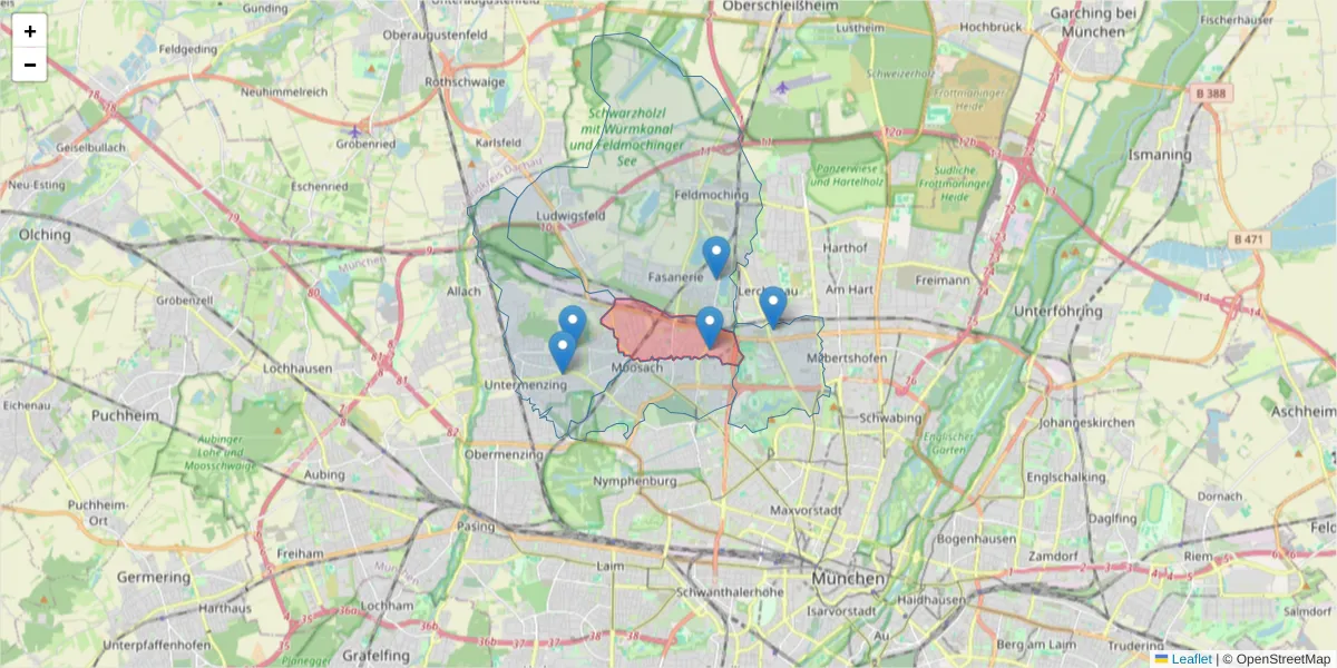 Karte des Postleitzahlen Bereichs  und der umliegenden Postleitzahlen in Deutschland