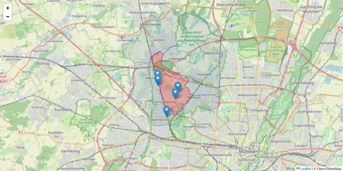Karte des Postleitzahlen Bereichs  und der umliegenden Postleitzahlen in Deutschland