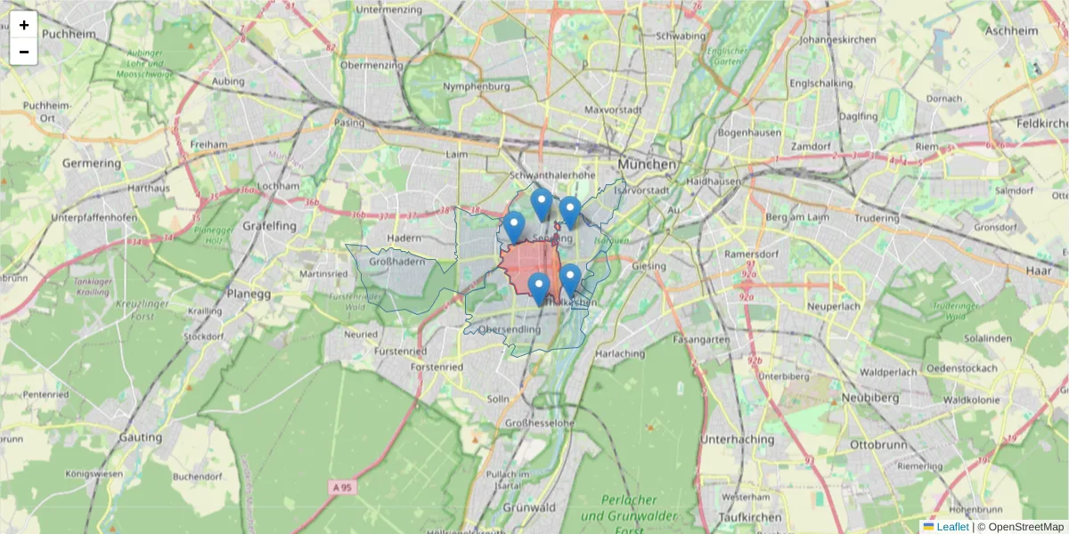 Karte des Postleitzahlen Bereichs  und der umliegenden Postleitzahlen in Deutschland