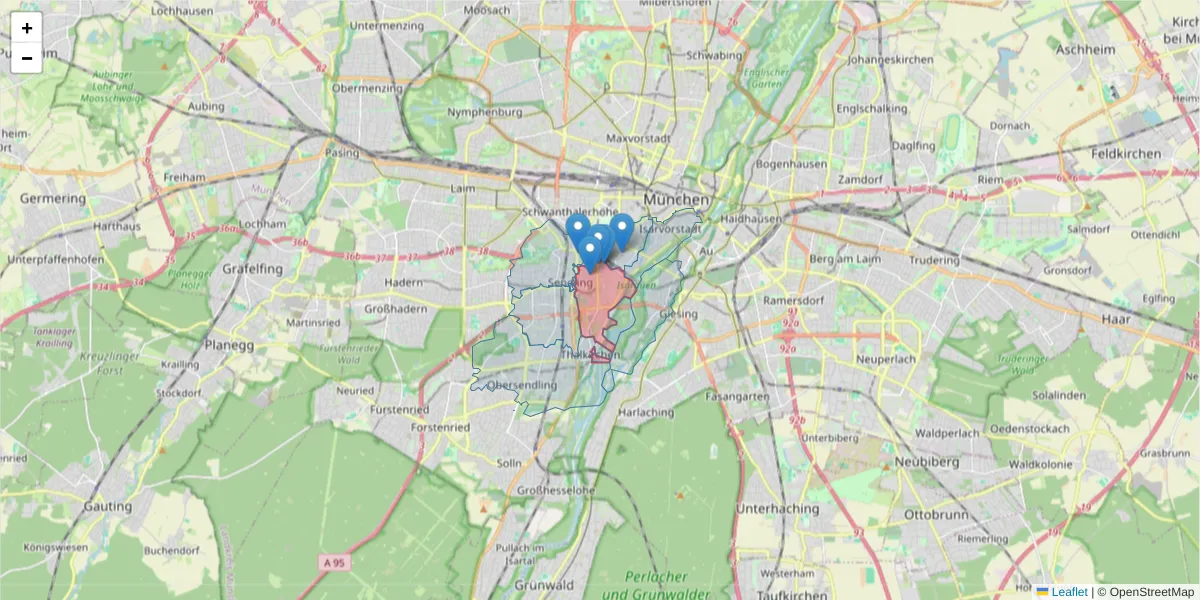 Karte des Postleitzahlen Bereichs  und der umliegenden Postleitzahlen in Deutschland