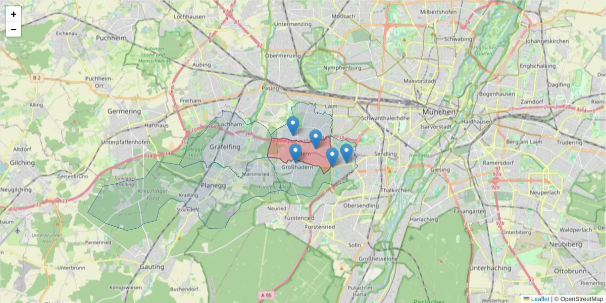 Karte des Postleitzahlen Bereichs  und der umliegenden Postleitzahlen in Deutschland