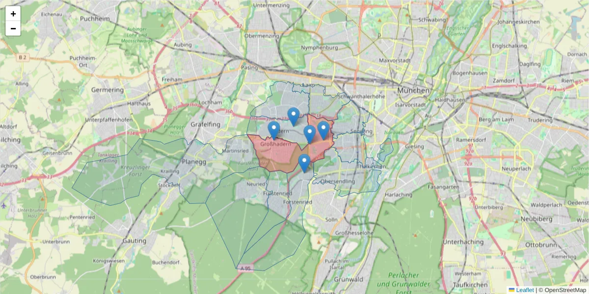 Karte des Postleitzahlen Bereichs  und der umliegenden Postleitzahlen in Deutschland