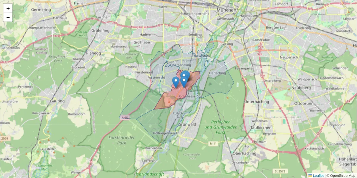 Karte des Postleitzahlen Bereichs  und der umliegenden Postleitzahlen in Deutschland
