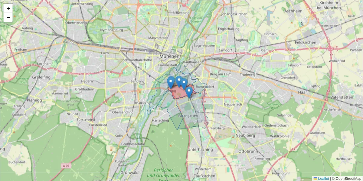 Karte des Postleitzahlen Bereichs  und der umliegenden Postleitzahlen in Deutschland
