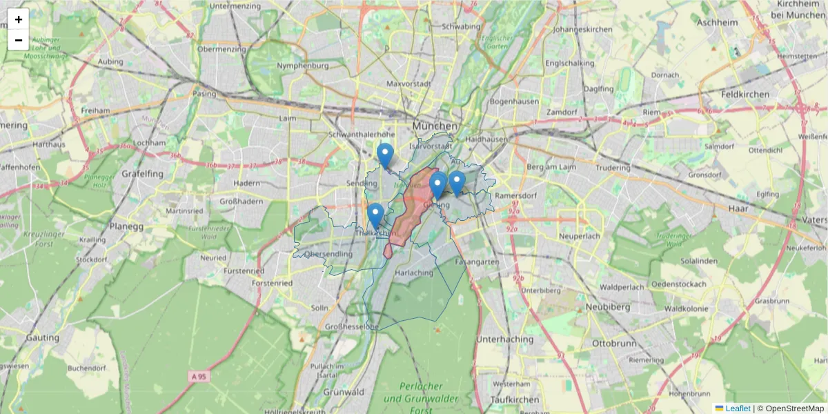 Karte des Postleitzahlen Bereichs  und der umliegenden Postleitzahlen in Deutschland