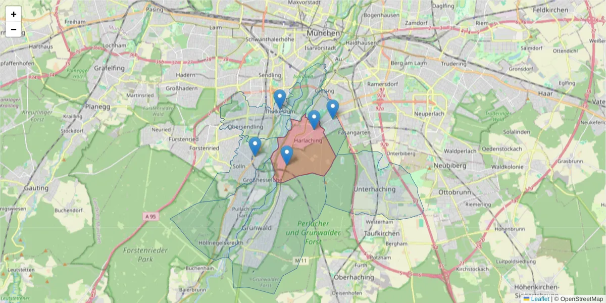 Karte des Postleitzahlen Bereichs  und der umliegenden Postleitzahlen in Deutschland