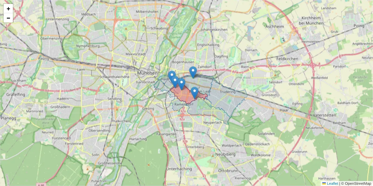 Karte des Postleitzahlen Bereichs  und der umliegenden Postleitzahlen in Deutschland