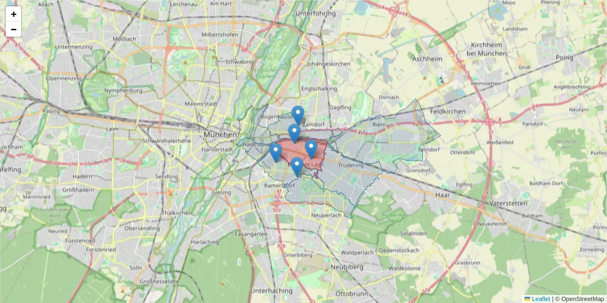 Karte des Postleitzahlen Bereichs  und der umliegenden Postleitzahlen in Deutschland