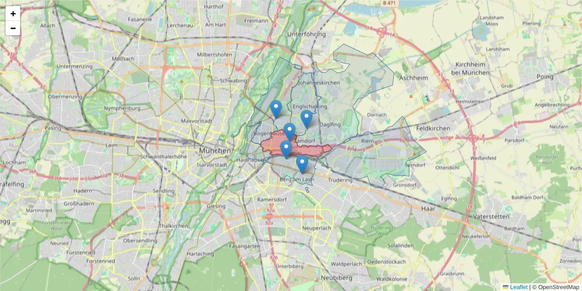 Karte des Postleitzahlen Bereichs  und der umliegenden Postleitzahlen in Deutschland