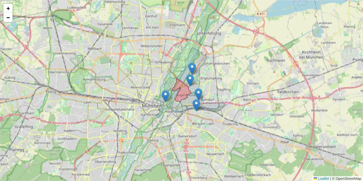 Karte des Postleitzahlen Bereichs  und der umliegenden Postleitzahlen in Deutschland