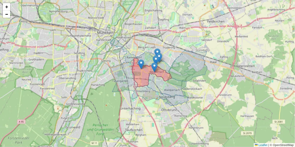 Karte des Postleitzahlen Bereichs  und der umliegenden Postleitzahlen in Deutschland