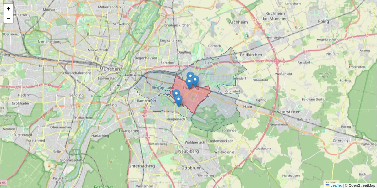Karte des Postleitzahlen Bereichs  und der umliegenden Postleitzahlen in Deutschland