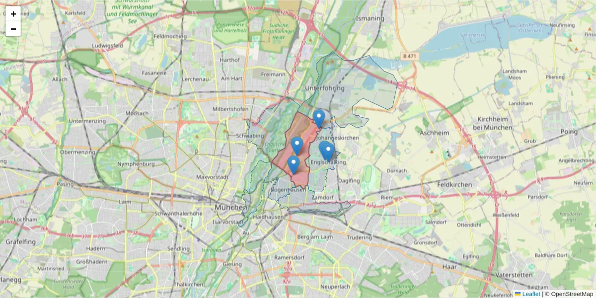 Karte des Postleitzahlen Bereichs  und der umliegenden Postleitzahlen in Deutschland