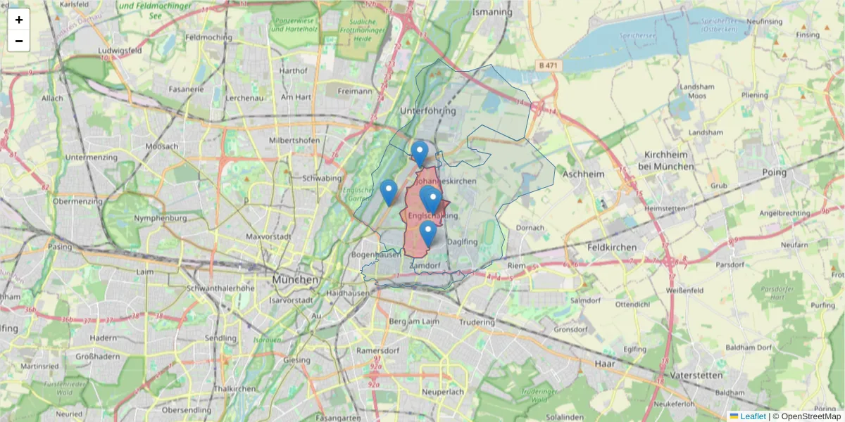 Karte des Postleitzahlen Bereichs  und der umliegenden Postleitzahlen in Deutschland