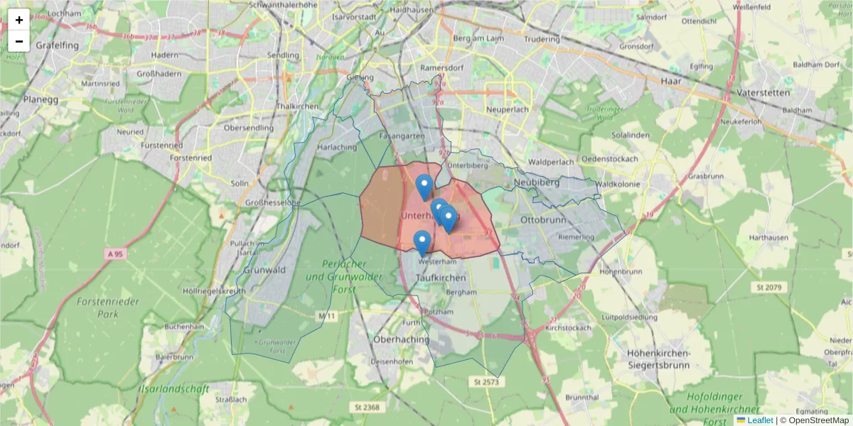 Karte des Postleitzahlen Bereichs  und der umliegenden Postleitzahlen in Deutschland