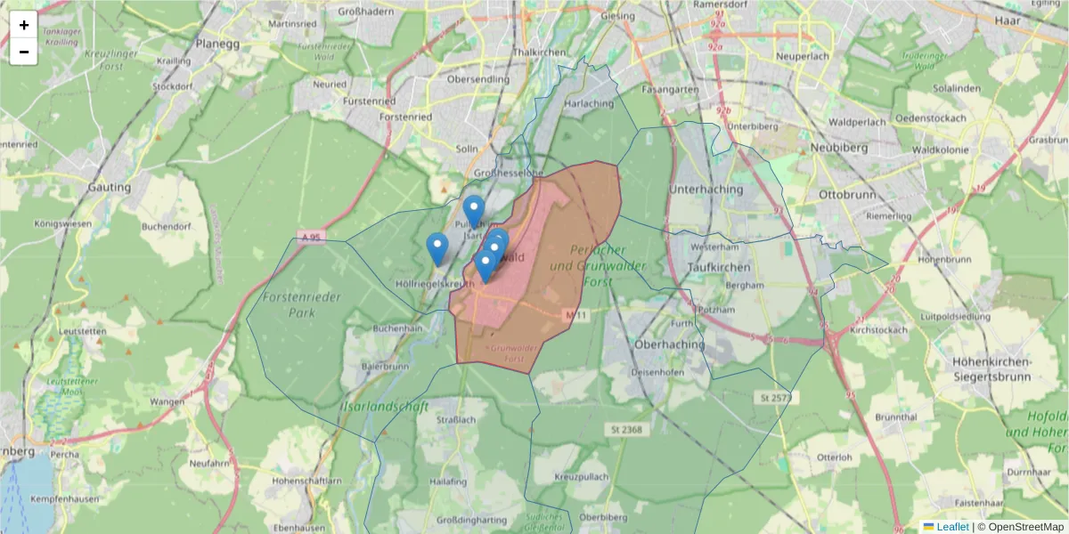 Karte des Postleitzahlen Bereichs  und der umliegenden Postleitzahlen in Deutschland