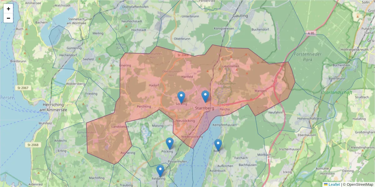 Karte des Postleitzahlen Bereichs  und der umliegenden Postleitzahlen in Deutschland