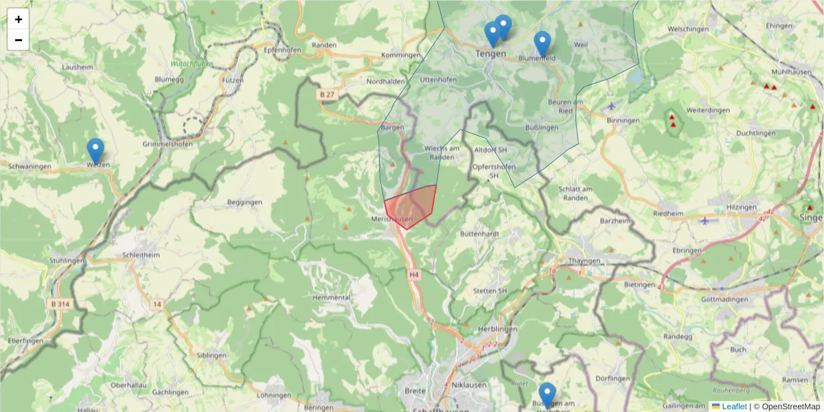 Karte des Postleitzahlen Bereichs  und der umliegenden Postleitzahlen in Deutschland