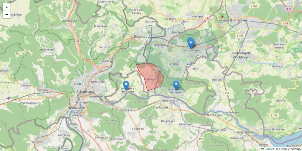 Karte des Postleitzahlen Bereichs  und der umliegenden Postleitzahlen in Deutschland