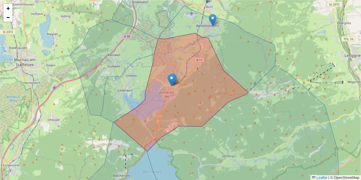 Karte des Postleitzahlen Bereichs  und der umliegenden Postleitzahlen in Deutschland