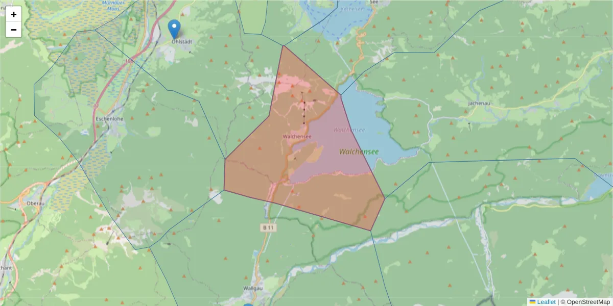 Karte des Postleitzahlen Bereichs  und der umliegenden Postleitzahlen in Deutschland