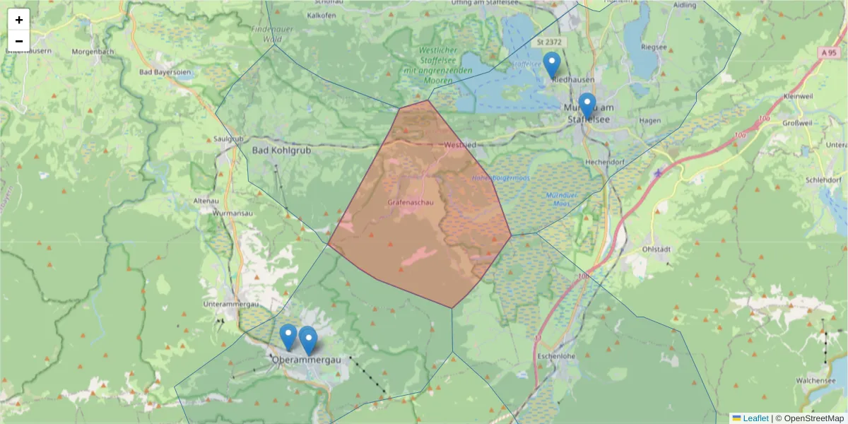 Karte des Postleitzahlen Bereichs  und der umliegenden Postleitzahlen in Deutschland