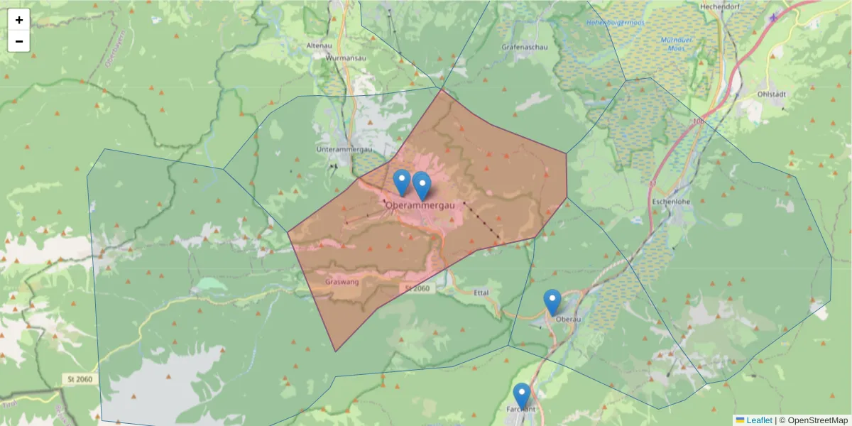 Karte des Postleitzahlen Bereichs  und der umliegenden Postleitzahlen in Deutschland