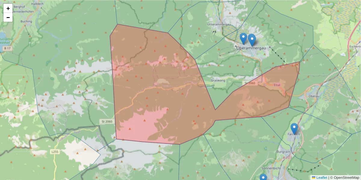Karte des Postleitzahlen Bereichs  und der umliegenden Postleitzahlen in Deutschland