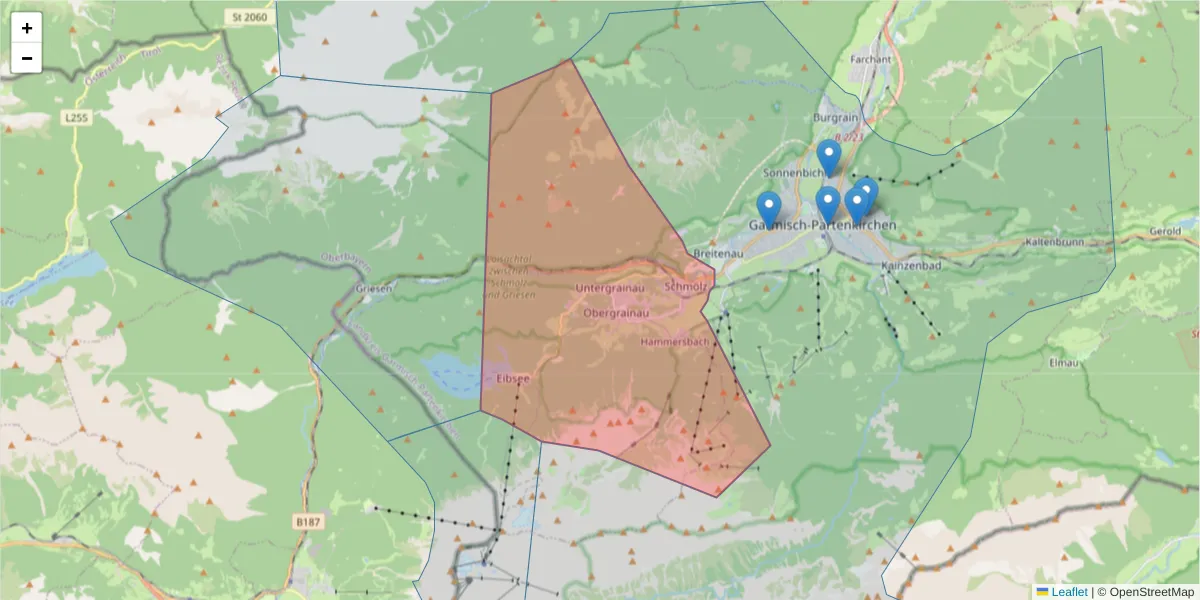 Karte des Postleitzahlen Bereichs  und der umliegenden Postleitzahlen in Deutschland
