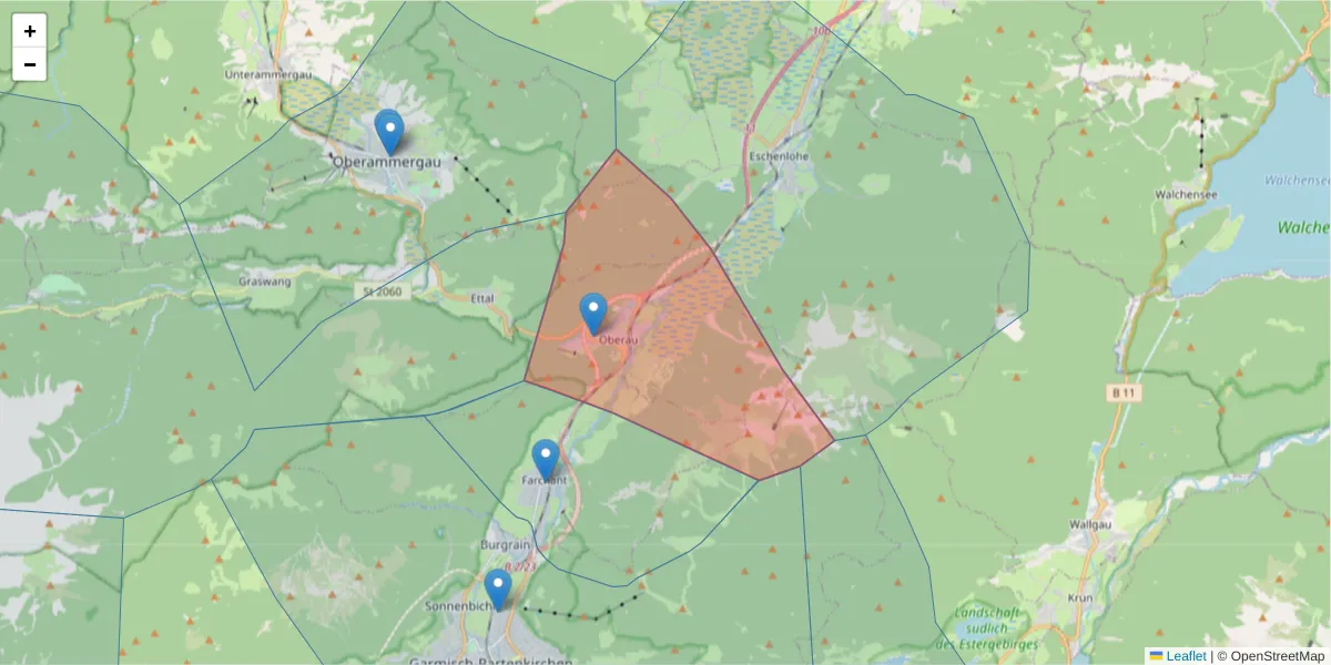 Karte des Postleitzahlen Bereichs  und der umliegenden Postleitzahlen in Deutschland