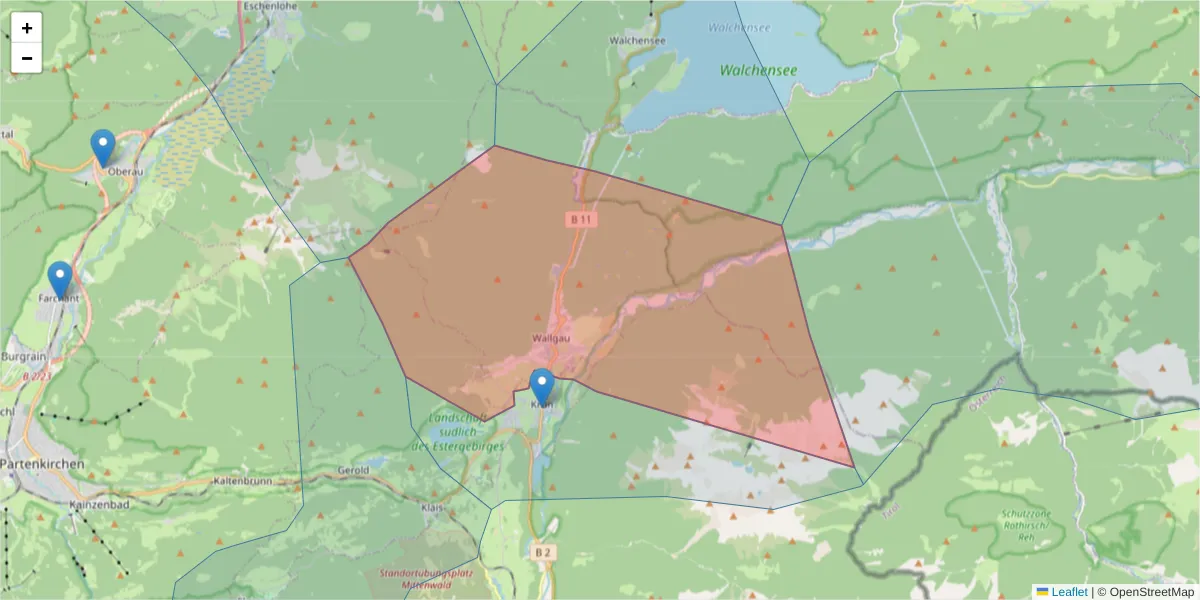 Karte des Postleitzahlen Bereichs  und der umliegenden Postleitzahlen in Deutschland