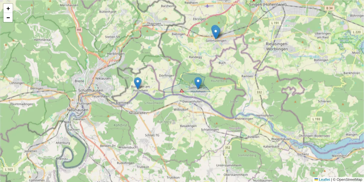Karte des Postleitzahlen Bereichs  und der umliegenden Postleitzahlen in Deutschland