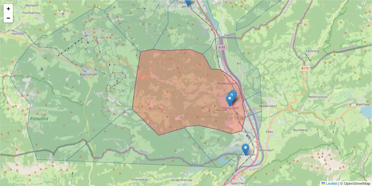 Karte des Postleitzahlen Bereichs  und der umliegenden Postleitzahlen in Deutschland
