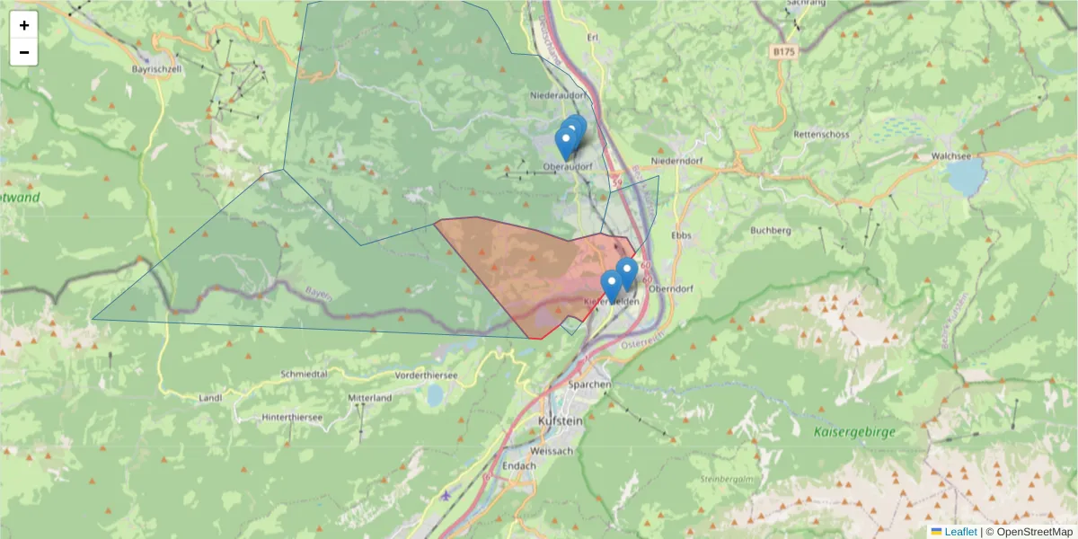 Karte des Postleitzahlen Bereichs  und der umliegenden Postleitzahlen in Deutschland