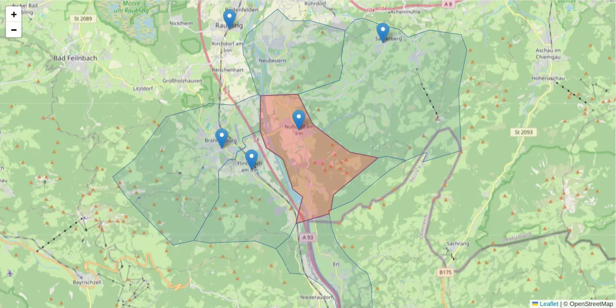 Karte des Postleitzahlen Bereichs  und der umliegenden Postleitzahlen in Deutschland