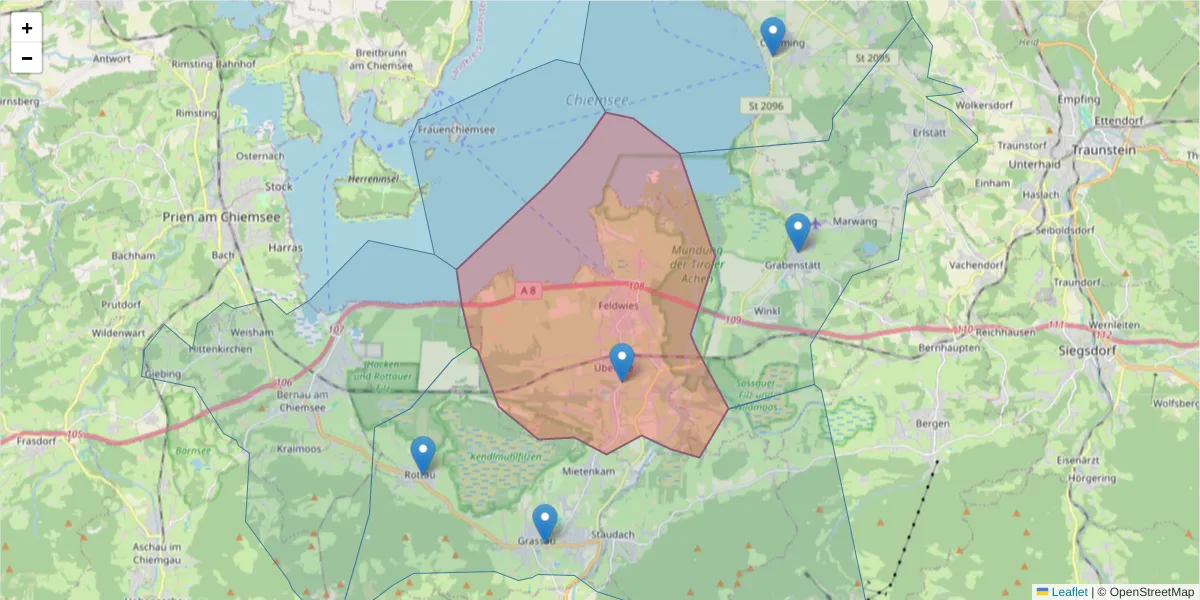 Karte des Postleitzahlen Bereichs  und der umliegenden Postleitzahlen in Deutschland
