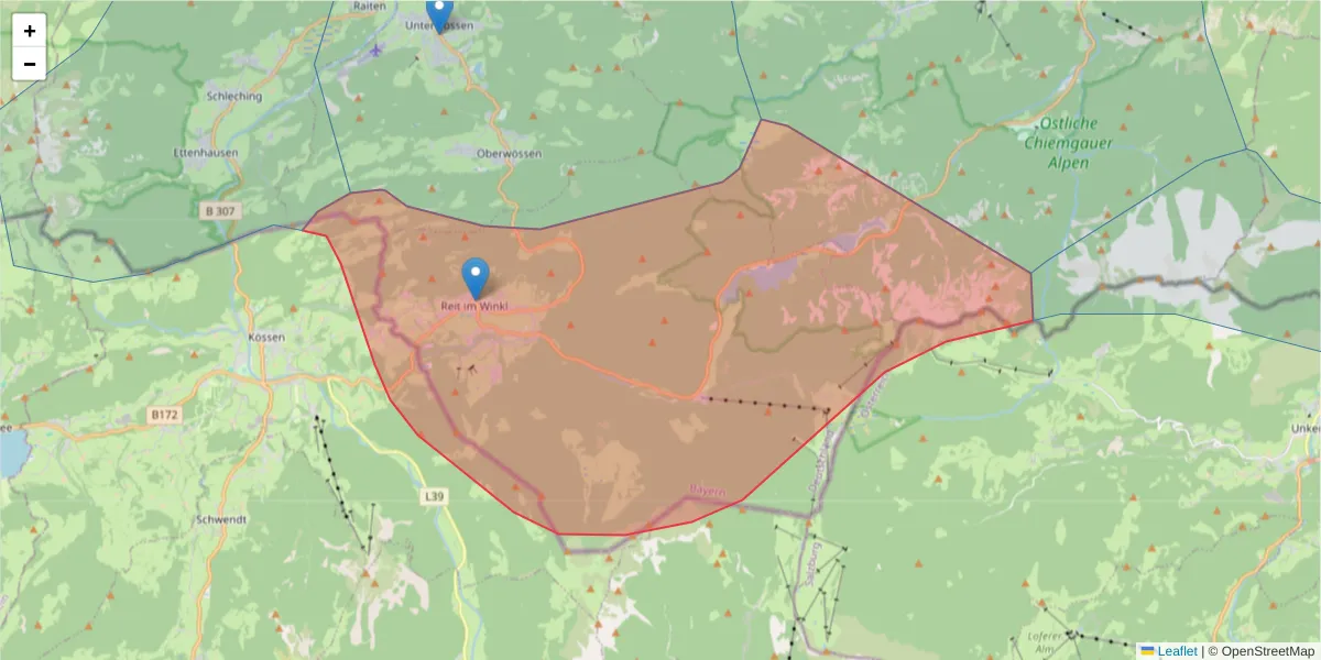Karte des Postleitzahlen Bereichs  und der umliegenden Postleitzahlen in Deutschland
